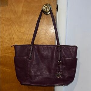 Michael Kors Leather Burgundy Tote Bag